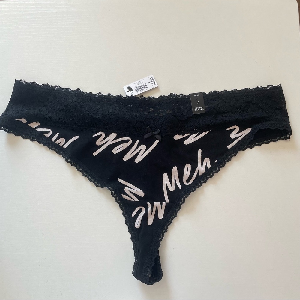 Torrid Meh Thong Panties with Lace Accent